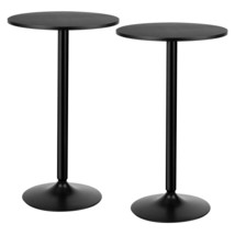 2 PCS Round Pub Table 24&quot; Bistro Bar Height Cocktail Table w/Metal Base Black - £154.34 GBP