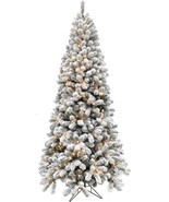 7.5 Ft. Alaskan Pine Flocked Artificial Christmas Tree with White Incand... - £265.30 GBP