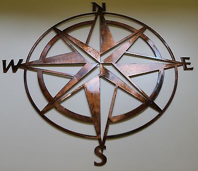 Nautical Compass Rose - Metal Wall Art - Copper Bronzed Plated 15" x 15