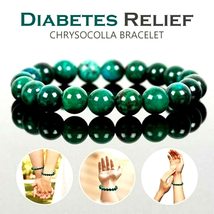 Natural Malachite Bracelet Women Men&#39;s Natural Stone Bead Bracelet Round Diabete - £12.72 GBP