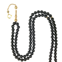 Tasbih Black Agate 10mm Stone - 99 Prayer Beads with Copper Alloy Gold T... - £20.44 GBP