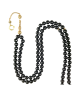 Tasbih Black Agate 10mm Stone - 99 Prayer Beads with Copper Alloy Gold T... - $35.58 CAD