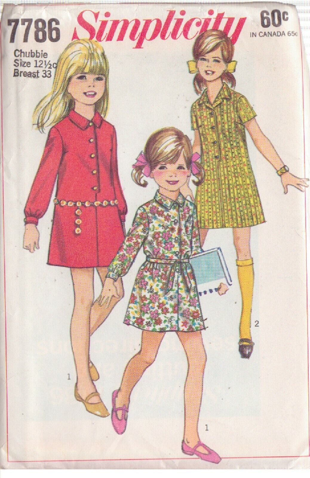 Primary image for SIMPLICITY PATTERN 7786 GIRLS' SHIRT DRESS IN 2 VARIATIONS SIZE 12 1/2 UNCUT