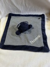 Ralph Lauren Lovey Navy Blue Striped Bear Baby Security Blanket Embroider Thomas - £14.05 GBP