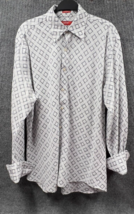 VTG Report Collection Shirt Mens Large White Black Diamond Preppy Dressy India - £20.99 GBP