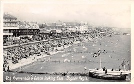 BOGNOR REGIS SUSSEX UK PROMENADE &amp; BEACH WITH BOATS PHOTO POSTCARD c1959 - $3.78