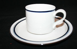 Dansk Christianshavn Blue Coffee Tea Mug Cup and Saucer Set White Japan Denmark  - £22.46 GBP