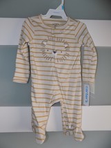 Carter&#39;s Brown Striped Lion LS 2 Way Zipper Footie Size 3 Months Boy&#39;s New - $17.00