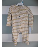 Carter&#39;s Brown Striped Lion LS 2 Way Zipper Footie Size 3 Months Boy&#39;s New - $22.16 CAD