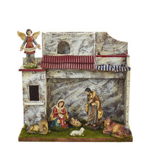Kurt S. Adler 11&quot; Polyresin 8 Piece Musical Nativity Set w/ Stable &amp; 7 Figures - £71.04 GBP