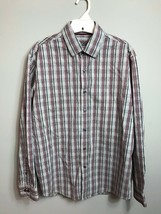 Tasso Elba Men&#39;s 100 % Cotton Dress Shirt Large 16 - 16 1/2 Multicolor Stripe - £10.22 GBP