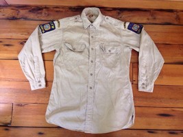 Vtg Luray VA VFW 621 Comer Jones Color Guard Khaki Button Down Shirt Pat... - $29.99