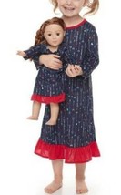 Girls Nightgown Pajamas Valentines Heart Blue Long Sleeve &amp; Doll PJ&#39;s-sz 3T - £12.65 GBP
