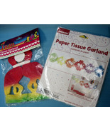 2 Party Paper Tissue Garland Luau Flamingos &amp; Decoration New Red Yellow - £8.00 GBP