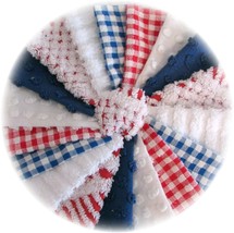 Vintage Chenille Bedspread Quilt Fabric Square Block Kit 18 6 in Red White Blue - £20.55 GBP