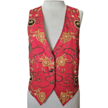 Vintage Red and Gold Patterned Vest Size XS - £27.69 GBP