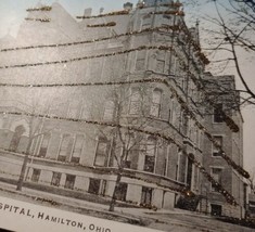 1900s Mercy Hospital Hamilton Ohio Mica Coated Postcard Vintage Street View - £19.01 GBP