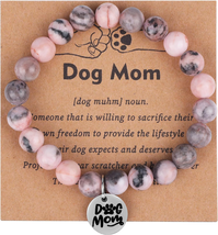 Dog Bracelets for Women Men Dog Charm Bracelet for Dad Mom Natural Stone Bracele - £14.14 GBP