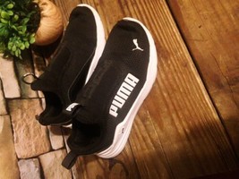 Black &amp; White Puma Sneakers, Toddler Kids Size 12 No Lace Slip On Shoes - £18.34 GBP