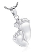 Footprint Cremation Urn Pendant Necklace for Ashes - £49.31 GBP