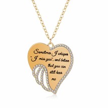 New I MiSS YOU Love Mourn Rhinestone Fashion Jewelry Gifts Heart Shape Pendant A - £6.98 GBP