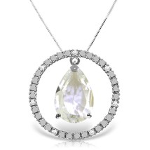 Galaxy Gold GG 14k White Gold 18&quot; Circle of Love Diamond Necklace with White Top - £683.98 GBP