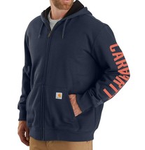 Carhartt Rain Defender Hoodie Fleece Lined Graphic Sweatshirt Navy Blue Mens 2XL - $44.10