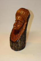 Vintage 1996 Hand Carved 9&quot; Wooden Native American Head Bust Sculpture Freeport - £14.21 GBP
