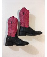 Resistol Women’s Size 6 B Ostrich Boots ~ Black &amp; Pink￼ ~ *￼ Irregular - $44.23