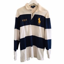 Vtg Polo Ralph Lauren Mens L Quarter Zip Big Pony Old English NYC Crest Rugby - £68.35 GBP