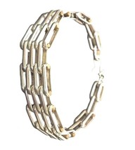 Antique Link  Chain Bracelet Art Deco Women&#39;s Sterling Silver 925 - £237.27 GBP