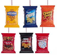 Set/6 4&quot; Kurt Adler Pretzel Popcorn Chip Snack Ornament Foodie Christmas... - £46.21 GBP
