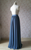 Summer Dusty Blue Chiffon Skirt Women Custom Plus Size Chiffon Maxi Skirt image 8