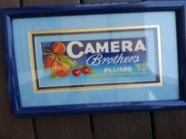 Framed Matted Camera Brothers Plums 28 lb Label Stockton CA - £19.54 GBP