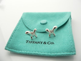 Tiffany &amp; Co Silver Peretti Butterfly Earrings Nature Stencil Studs Gift Love - £313.07 GBP