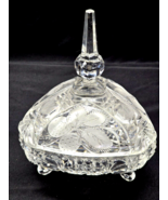 Vintage Cut Crystal Covered Candy Dish With Etched Strawberries &amp; Vine P... - $46.75 CAD