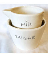Anthropologie Sugar Pot Bowl and Creamer Set Cream Color Ceramic Black L... - $75.31 CAD