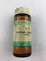 Vintage Pharmacy Chem-Ette Calcium Carbonate No 19 Medicine Bottle Portl... - £18.38 GBP