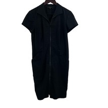 Lafayette 128 Black Short Sleeve Zip Front Dress Size 4 - £45.02 GBP