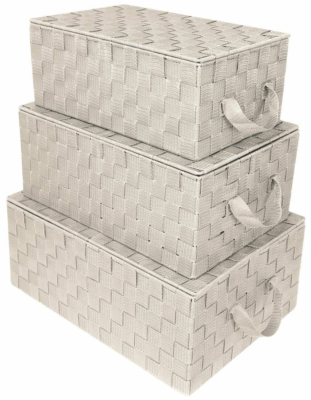 Storage Box Woven Lid Basket Bin Container Tote Cube Stackable Organizer Set - $56.99