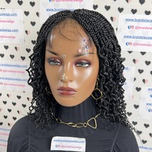 Lace Closure Curly Box Braids Wavy Curls Frontal Wig For Black Women 16 Inches - £121.89 GBP