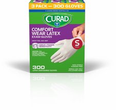 Curad Comfort Wear Latex, Vinyl Exam Gloves, Small (Pack of 300) - £26.47 GBP