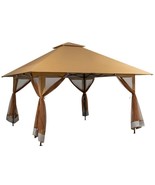 Brown 13 x 13 Ft Pop-Up Gazebo Outdoor Canopy w/ Mesh Mosquito Netting S... - $517.13 CAD