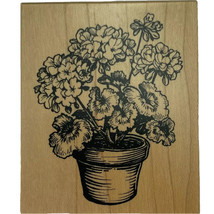 PSX Pot Of Geranium Flowers Plant Rubber Stamp G-2009 Vintage 1996 New - £16.79 GBP