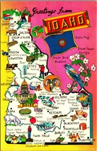 Greetings From Idaho Map Lusterchrome Vtg Chrome Postcard Unused UNP - £3.07 GBP