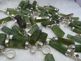 52PCs sterling silver .925 hydrogrossular green garnet pendants wands - $148.50