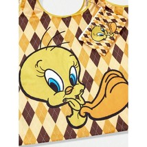 Looney Tunes Tweety Bird Yellow &amp; Brown Checkered Reusable Tote Bag - $277.32 MXN