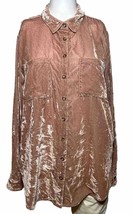 Anthropology Maeve Shirt Women&#39;s 6 Small Pink Button Up Blouse Bohemian Velvet - £18.16 GBP