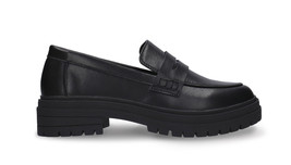 Penny loafer women black vegan leather moccasin chunky ridged sole cruel... - $123.86