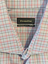 ESQUIRE Men&#39;s Check Shirt Size 16 32/33 Slim Fit Non-Iron Long Sleeve - £12.42 GBP